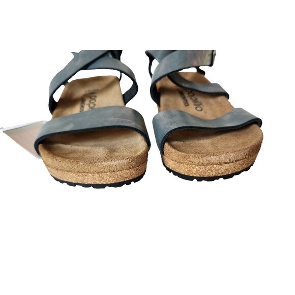 Papillio Birkenstock Sibyl Nubuck Wedge Sandals 38 US 7.5-8 Metallic Black - Picture 6 of 16